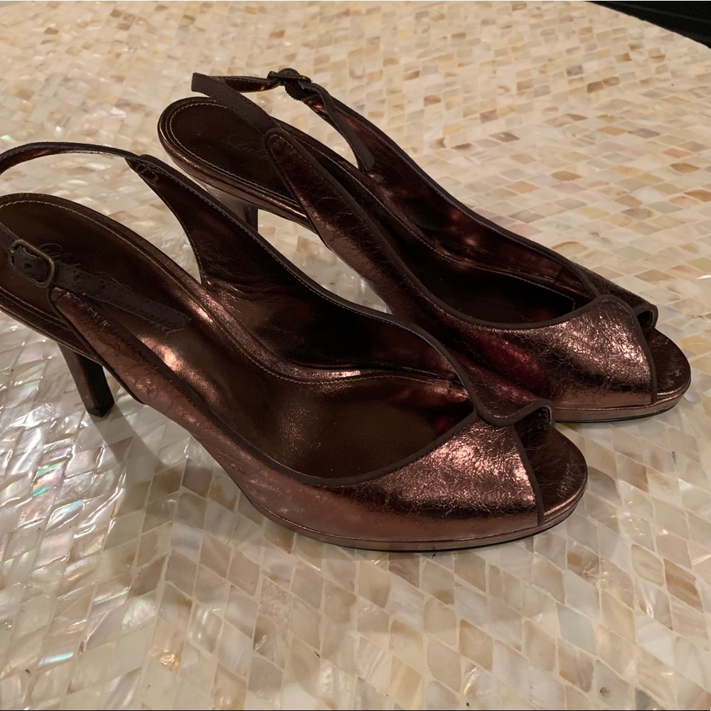 Bronze Peep Toe/Sling back
